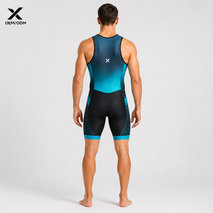 Combinaison de triathlon X Sports City, couleur dégradée, respirante, en spandex et nylon, fermeture éclair intégrale sur le devant, logo, taille adulte, fabricant direct, OEM - Product Image 2