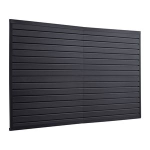 Pannelli a Doghe in PVC Nero Facili da Installare 8 x 4 Piedi, Design Modulare per Garage, Mensole Regolabili, Installazione Rapida - Product Image 1
