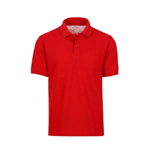 Polo en coton tricoté à manches courtes bleu clair pour homme, couleur unie, respirant, coupe classique - Product Image 5