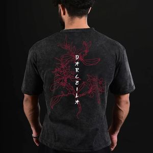 Camisetas al por mayor con efecto acid wash, personalizadas con estampado y bordado, estilo streetwear para hombre y mujer, marca privada, MOQ bajo. - Product Image 3