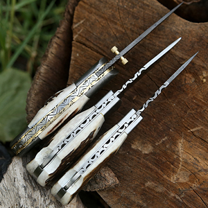 Couteau de poche pliant OEM fait main en acier inoxydable, pointe tombante, pour camping et survie, avec manche en bois et verrouillage interne, qualité industrielle supérieure - Product Image 3