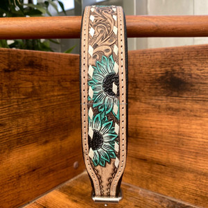 Wholesale Durable Hand Tooled Leather <b>Padded</b> Dog Collar Pet Accessories Genuine Leather Adjustable Collar for Medium & Large Dog - Product Image 4