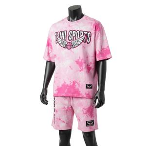 Ensemble t-shirt et short pour homme en jersey de coton premium, tissu tie-dye doux et respirant, impression personnalisée du logo. - Product Image 4