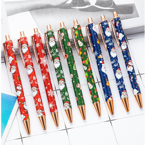 ปากกาโลหะ XmasPen-029 สำหรับขายส่ง ปากกาโปรโมชั่นคริสต์มาส แบบกดหุ้มได้ หมึกสีดำ ขนาด 1.0 มม. ลายไก่ชน - Product Image 1