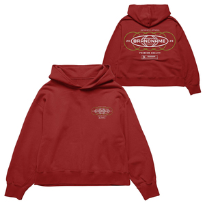 Sweat-shirt à capuche surdimensionné pour homme OEM/ODM, en coton rouge, tissu French Terry, décontracté, pull d'automne, imprimé avec logo sur le devant - Product Image 1