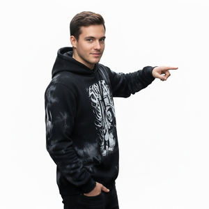 Sudadera con Capucha Personalizada con Estampado Gráfico Gótico Tie Dye, Diseño de Calavera de Dibujos Animados, Estilo Urbano, Oversize, 100% Algodón Felpa, Sudadera Moderna - Product Image 5