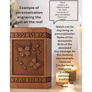 Butterfly Engraved Rosewood Cremation Urn: Personalized Memorial Urn Memorial Keepsake by AYAANS - Product Image 4