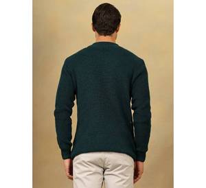 Pull en maille texturée pour homme, col rond décontracté, doux, personnalisable avec logo, vert foncé - Product Image 4