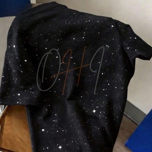 T-shirt surdimensionné personnalisé avec imprimé étoiles de la galaxie, pour hommes et femmes, streetwear, hip hop, décontracté, en coton noir, tee-shirt graphique, mode estivale unisexe - Product Image 2