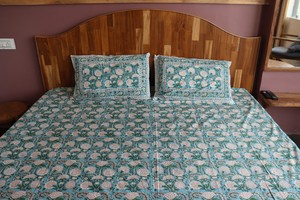 Classic Hand Block Print Cotton Bedsheet Set Indian Handmade Bedspread with <b>Pillow</b> Covers Queen and King Size - Product Image 3