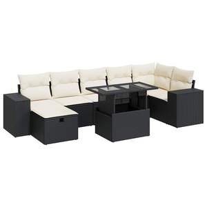 Conjunto de Sofá de Jardín de Ratán Negro con Cojines Crema, Muebles de Exterior de Diseño Contemporáneo, Ratán PE Resistente al Agua y a los Rayos UV - Product Image 2