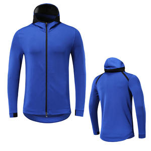 Sweat-shirt à capuche bleu en maille respirante, fermeture éclair, manches longues, veste de sport à séchage rapide, coupe ample, pour l'extérieur, été - Product Image 1