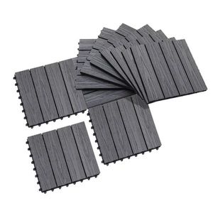 Piastrelle per Patio in Legno di Acacia Scanalato 12x12, Incastrabili, Confezione da 11, Grigio - Product Image 4