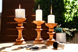 Porte-bougie en bois massif de haute qualité, écologique, vintage, classique, personnalisable, décoratif - Product Image 6