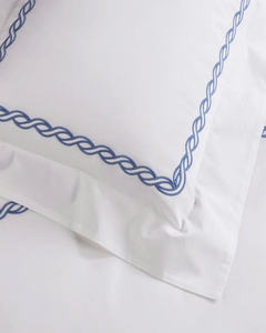 Juego de Fundas de Edredón de Algodón 100% Personalizadas al por Mayor, con Patrón de Cadenas Azules Bordadas, para Hotel, Hogar, Boda, 250 Hilos, Lavables a Máquina - Product Image 3