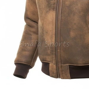 Hot Selling Men's Genuine Bomber <b>Fur</b> Lining High Street Style Waterproof Windproof Leather Jacket With OEM Service - Product Image 4