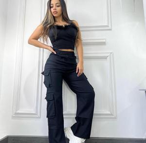 Pantalones Cargo Casuales de Color Sólido para Mujer, Overoles con Múltiples Bolsillos, Corte Holgado, Cintura Media, Pantalones Deportivos de Primavera para Mujeres a la Moda - Product Image 5