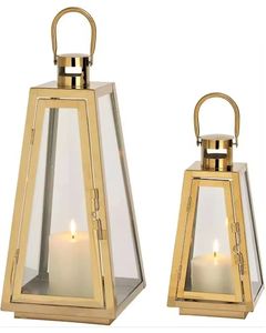 Modern Metal Candle Holder <b>Set</b> Gold Glass Hurricane <b>Lantern</b> Decorative Table Centerpiece Home Wedding Decor <b>Set</b> - Product Image 6