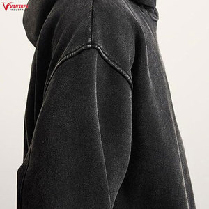 Sweat à capuche épais pour homme, sans cordon, personnalisable, coupe oversize, uni, effet vieilli, délavé à l'acide, style vintage - Product Image 4