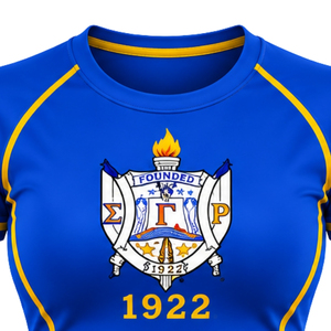 Camiseta Deportiva de Compresión Sigma Gamma Rho para Mujer, con Logotipo Personalizado de la Hermandad Griega, Manga Corta Elástica, Top de Fitness al por Mayor - Product Image 3