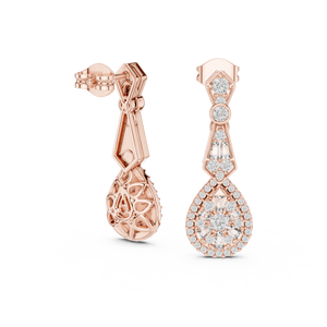 Round Shape Moissanite <b>Stud</b> Earrings 18K Rose Gold Halo Luxury IGI Certified Anniversary Party Gift - Product Image 4