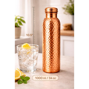 Botella de Cobre Auténtico Martillado, Hecha 100% de Cobre, Disponible en Capacidad de 950 ml, Ideal para Tiendas de Salud - Product Image 2