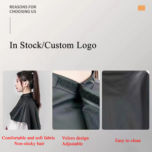 Cape de coiffure noire imperméable personnalisable avec logo, ajustable, pour salon et usage domestique, coloration et coupe de cheveux - Product Image 3