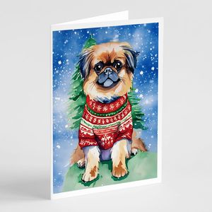 Lunatique A7 Taille 5x7 Pékinois Cartes de Noël vierges Lot de 8 avec enveloppes pour salutations et notes - Product Image 1