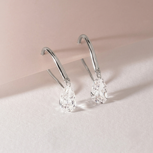 Boucles d'oreilles pendantes en diamant taille poire, or blanc 22 carats, avec attaches hameçon, tendance, certifiées IGI, solitaires de fiançailles pour femme - Product Image 3
