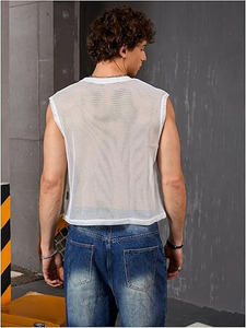 Men's Jersey Shirt Number Graphic Mesh Tank Top Football Sleeveless Crop Tops - Product Image 4