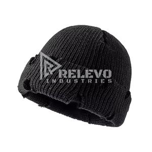 หมวกบีนนี่ดีไซน์แบบดิสเทรส คุณภาพสูง ขายส่ง สำหรับฤดูหนาว ถักไหมพรม อุ่นสบาย ใส่ได้ทั้งชายและหญิง ปักโลโก้ตามสั่ง หมวกบีนนี่แบบทั่วไป 100% - Product Image 1