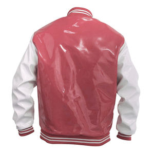Chaqueta Bomber Unisex de Cuero PVC Estilo Universitario con Cuello Alto y Logotipo Frontal Personalizable, Estilo Urbano - Product Image 1