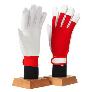 Guantes de trabajo de cuero blanco con palma y dorso de cuero vacuno, guantes de seguridad industriales de alta resistencia para uso personal. - Product Image 3