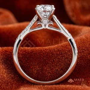 925 <b>Sterling</b> <b>Silver</b> Bridal <b>Set</b> - Criss Cross Twist Engagement <b>Ring</b> & Matching Curved Band - 2 Piece Cubic Zirconia Wedding <b>Set</b> - Product Image 1