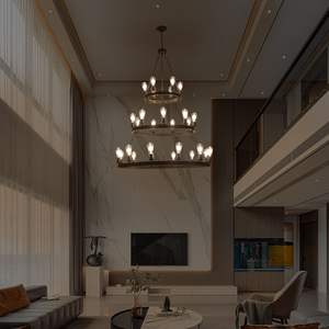 45" Retro Industrial Style 3-Layer <b>Black</b>-Iron Pendant <b>Light</b> 27-<b>Lights</b> Farmhouse Dining <b>Living</b> <b>Rooms</b> Chandeliers - Product Image 4