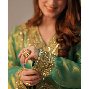 Traje de trabajo de secuencia y bordado elegante para mujer con trabajo hecho a mano en piedra - Product Image 4