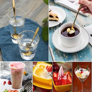 ชุดช้อนกาแฟสแตนเลสสีทอง 4 ชิ้น รูปทรงต่างๆ ช้อนขนมหวาน ช้อนหรูหรา อุปกรณ์บนโต๊ะอาหาร ช้อนชา ไอศกรีม - Product Image 6