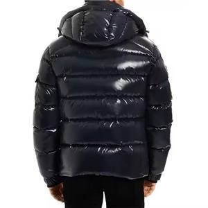 Men Winter Shiny Puffer Jacket Hooded Glossy <b>Bubble</b> <b>Coat</b> Thick Warm Wet Look Bomber Outerwear Custom Logo Wholesale Plus Size - Product Image 3