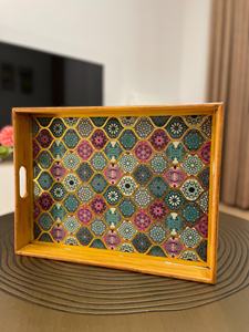 Luxury Durable Eco-Friendly Polished Solid Wooden Handcrafted Rectangle <b>Serving</b> <b>Tray</b> <b>Handles</b> Coffee Table Party Wedding Birthday - Product Image 3
