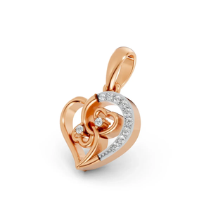 Colgante de Doble Corazón con Diamante Cultivado en Laboratorio de 14 Quilates para Mujer, 0.06 CT, Encanto Romántico, Oro Amarillo, Blanco y Rosa, Chapado en Rodio, IGI - Product Image 2