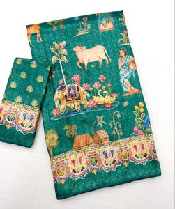 Reglance Beautiful Dola Softy Silk, Estampado Digital Completo, Gota Dori, Diseño Tradicional para Mujer, Bordado con Cinta Decorativa, Vantara - Product Image 1