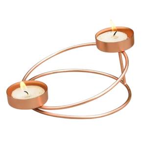 Ensemble de 2 bougeoirs en métal rose gold, design floral, élégant et décoratif, pour la maison, les mariages et les fêtes. - Product Image 4