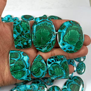 Lot de cabochons en chrysocolle et malachite naturelle Radha Arts, pierres précieuses polies en vrac pour la fabrication de bijoux - Product Image 3