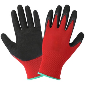Gants de travail personnalisés rouge et noir avec logo, protection antidérapante pour l'été, gants de sécurité en latex pour la construction, le jardinage et le travail pour hommes - Product Image 1