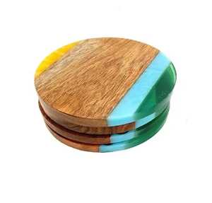 Ceramic Round <b>Coasters</b> Wholesale Modern Light Luxury Wood Epoxy <b>Coasters</b> Square Tea Heat Insulation Mats Resin Wood <b>coaster</b> - Product Image 5