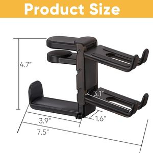 3 in 1 Adjustable Under Desk Headphone Hanger Universal 2 <b>Controller</b> Slots and 1 Headset Holder <b>Stand</b> Game Accessories - Product Image 4
