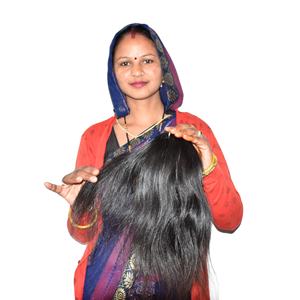 Extensions de cheveux humains vierges de qualité d'exportation, pas chères, Remy indiennes, 100% naturelles, lisses, couleur noire, provenant du temple, fabricant - Product Image 2