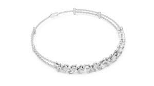 Brazalete de Oro Blanco con Diamantes Cultivados en Laboratorio, Bañado en Rodio, Eslabones Ovalados, Corte Esmeralda, Joyería de Diamantes para Regalo de Boda - Product Image 2