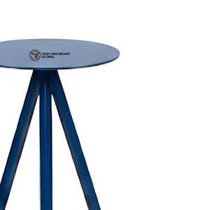 Taburete Moderno de Metal Azul con Base Geométrica en Forma de Pirámide, Asiento Redondo Industrial para Bar, Asiento Contemporáneo para Hogar o Cafetería - Product Image 5