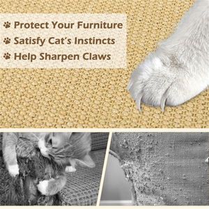 Set di 4 Tappetini Graffia Gatto in Sisal Naturale 32"x20", Tappetini Multifunzionali per Riposo e Gioco per Case con Più Gatti - Product Image 3